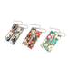 Teal floral Chiyogami long bar earrings with titanium hooks worn by a model showcasing style and elegance
