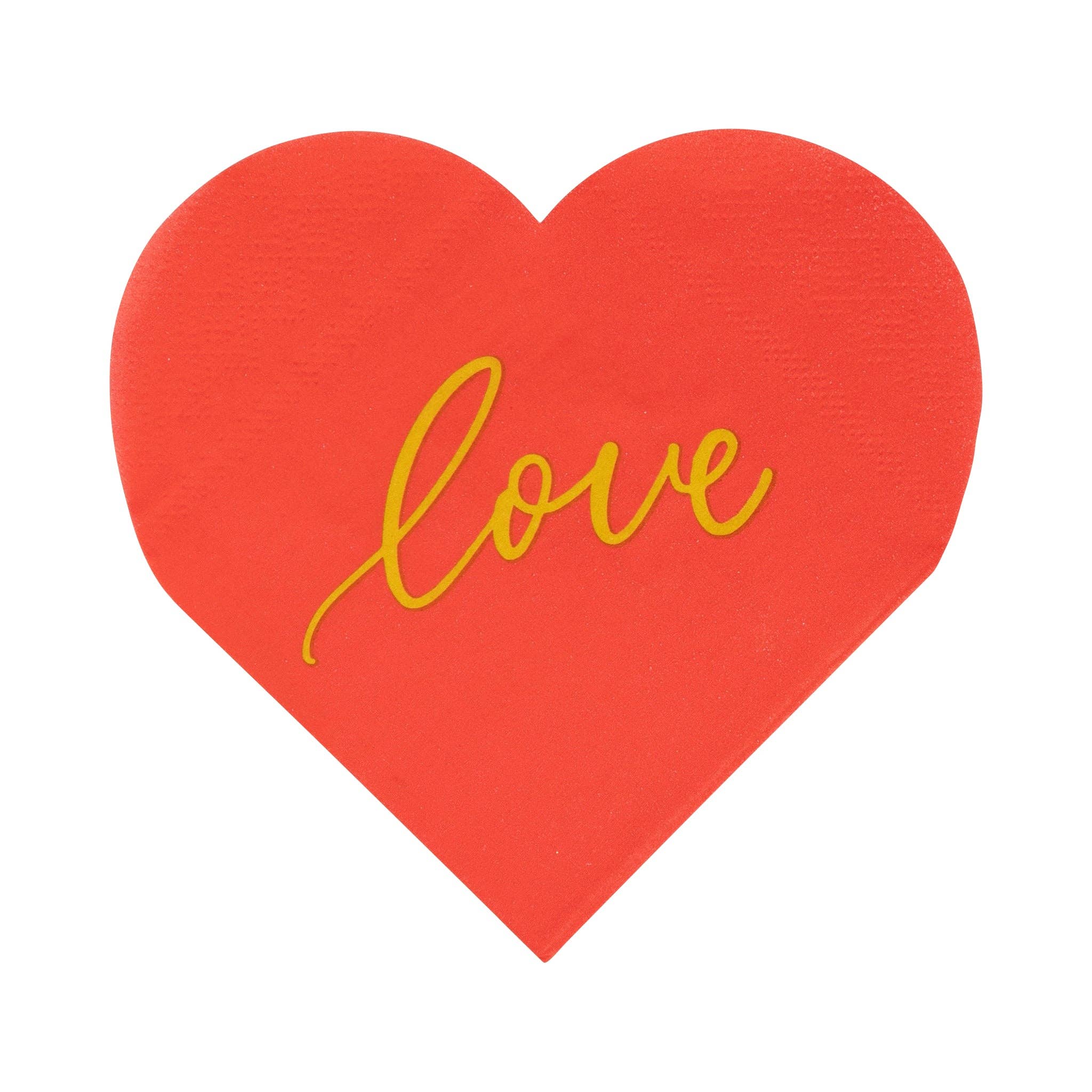 Foil Red Love Heart Cocktail Napkin