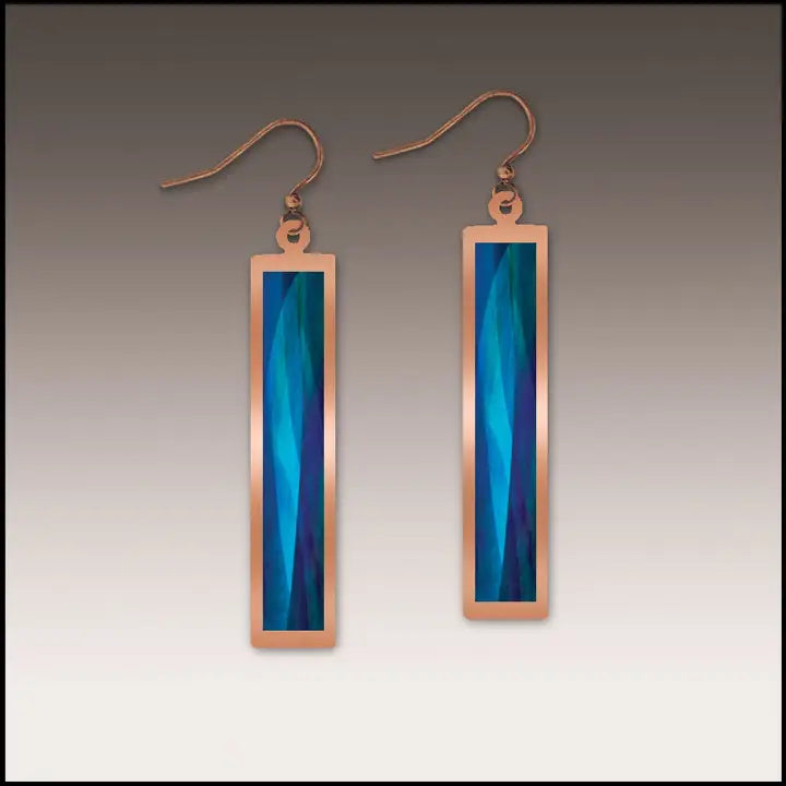 Skinny Rectangle with Copper Earrings