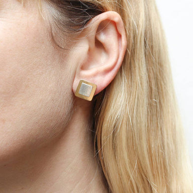 Stacked Squares Post Earrings by Marjorie Baer, handcrafted jewelry made in California
