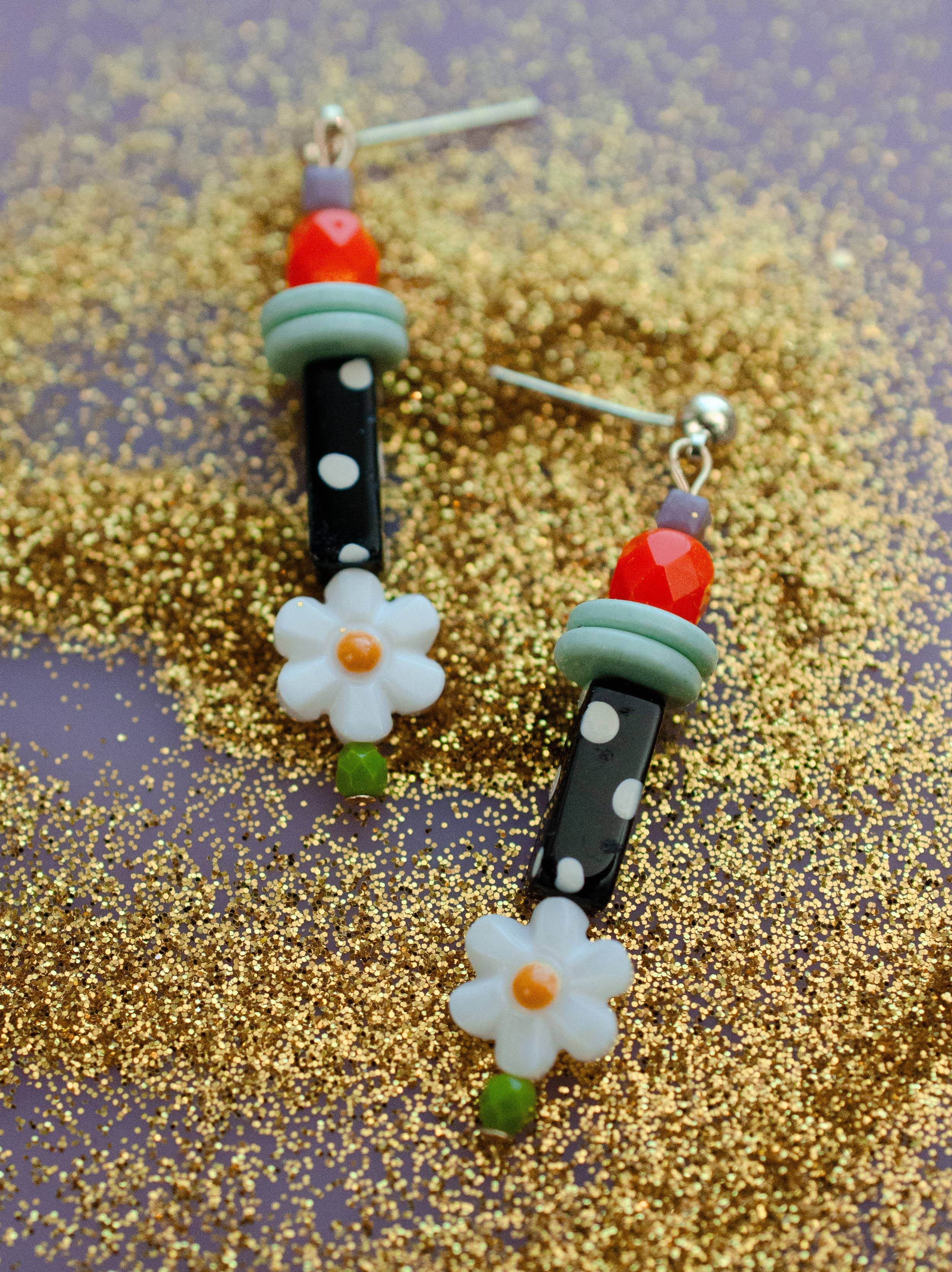 Black and White Polka Dot Earrings