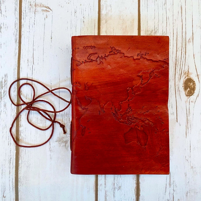 leather journal with bookmark string