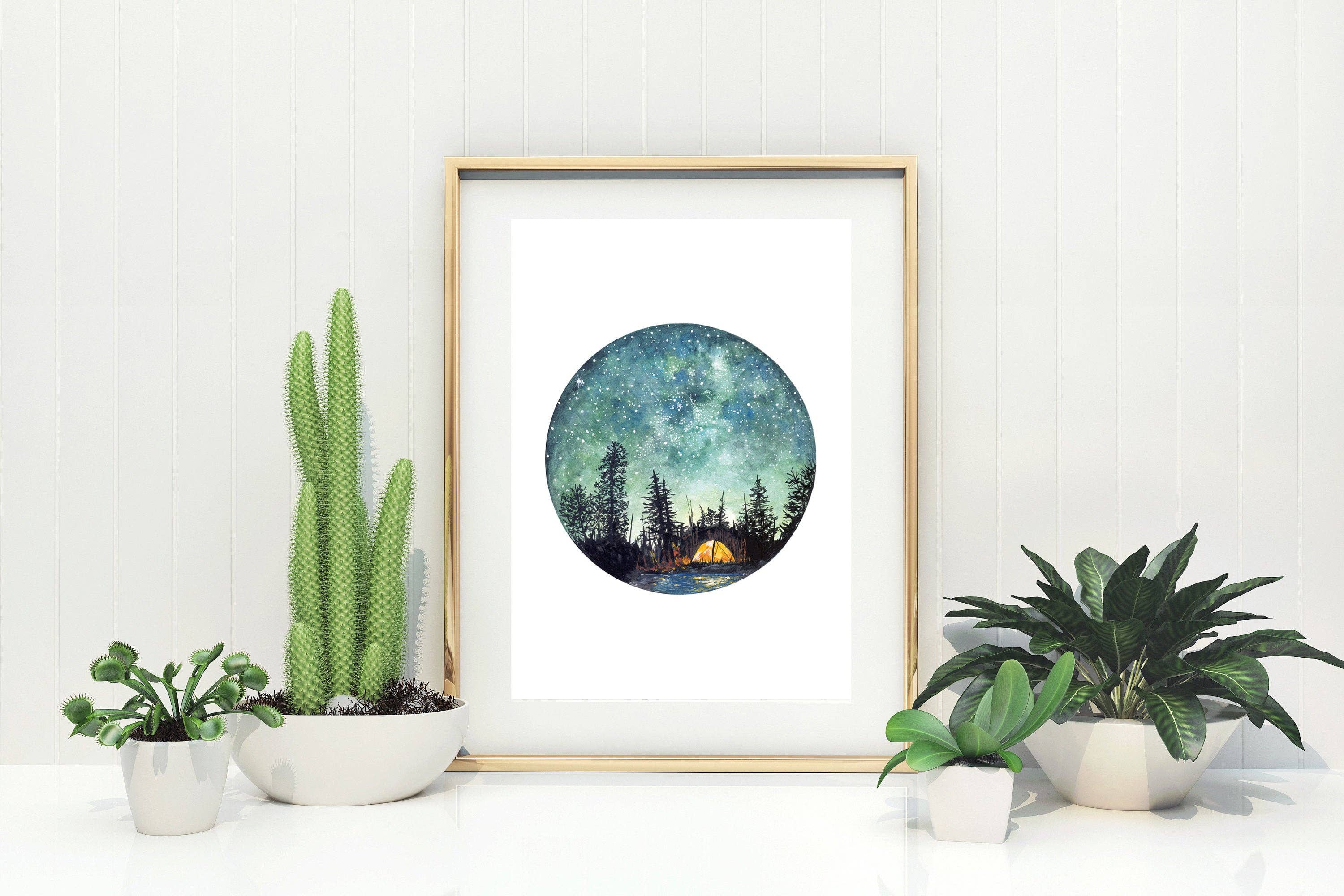 Camping at Night Giclée Print