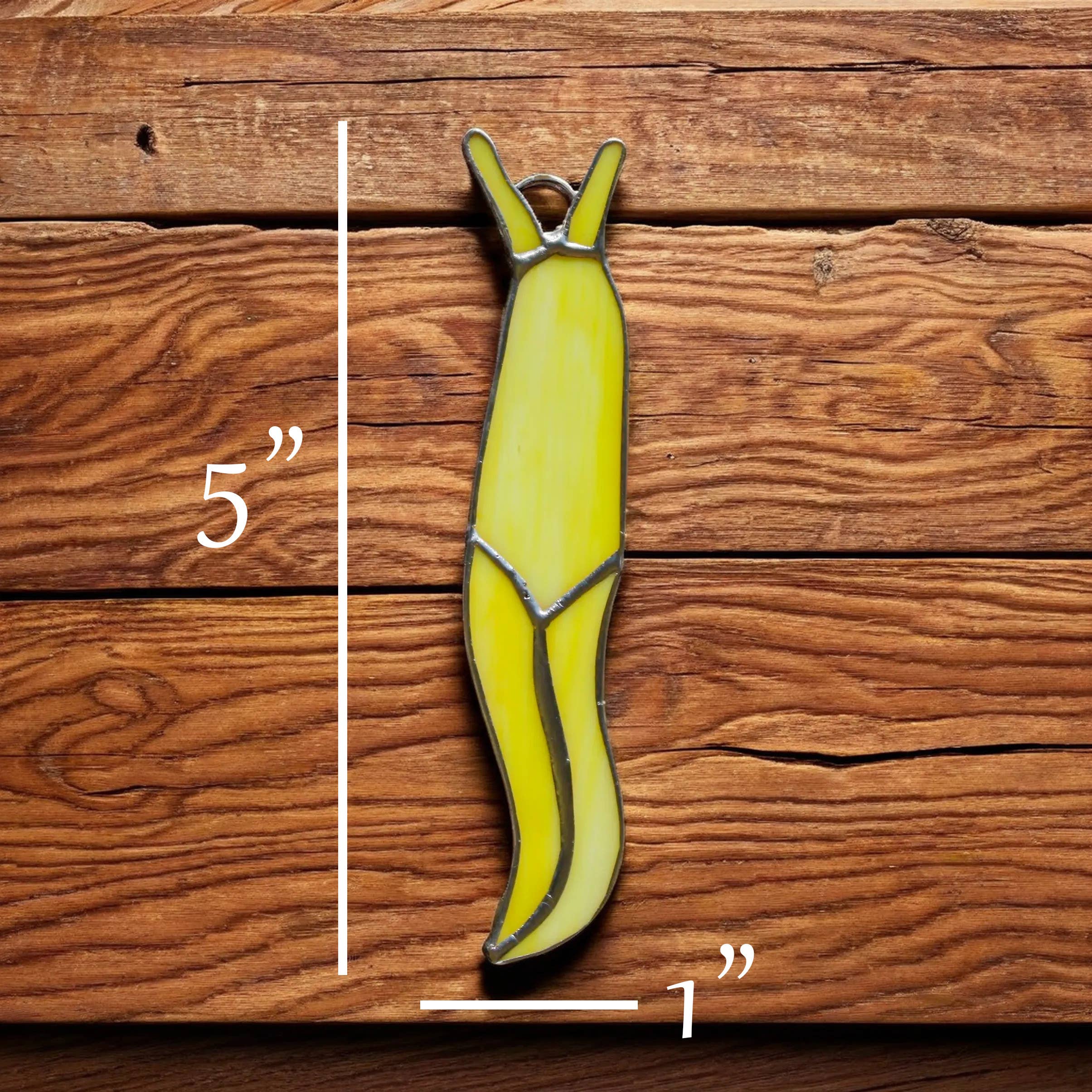 Banana Slug Stained Glass 5" × 1" – Nature & Garden Decor
