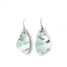 Crane Japanese titanium dangle earrings in green featuring unique Chiyogami paper design, perfect for sensitive ears and crafted with UV-cured resin.