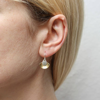 Close-up of Small Layered Teardrops Wire Earrings showcasing unique shapes in brass and silver, ideal for stylish accessorizing.