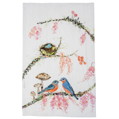 love bird and nest tea towel