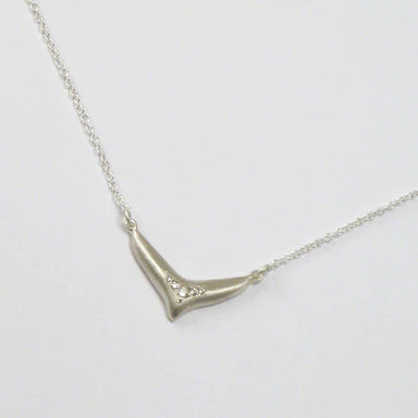 Diamond Silver necklace with a unique v shape pendant 