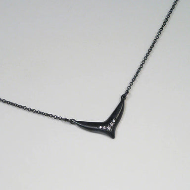 Diamond black necklace with a unique v shape pendant 