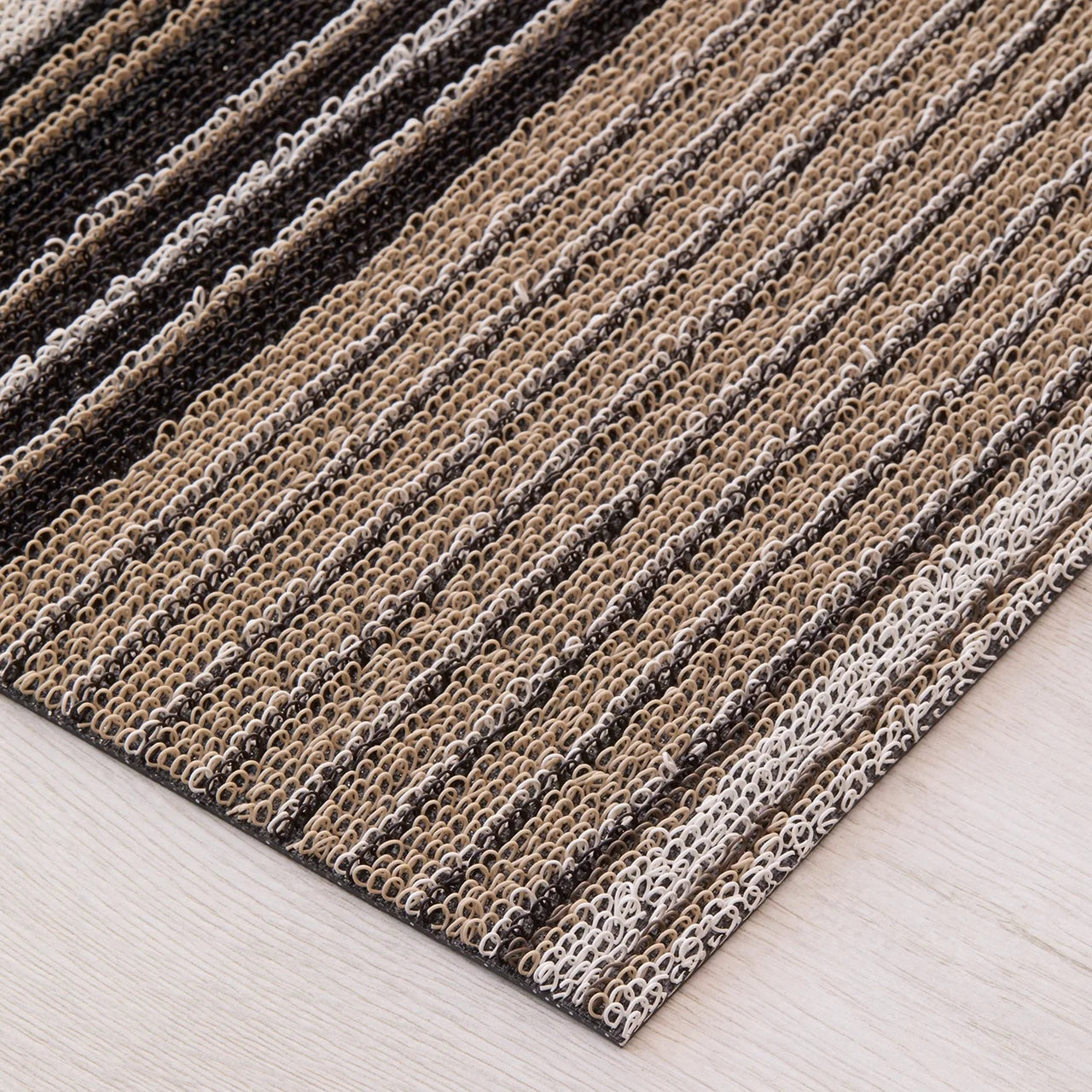 Pleat Stripe Shag Mat | Oyster