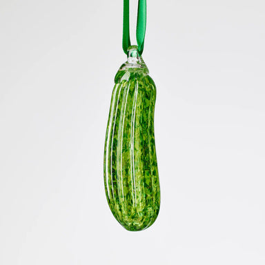 Green glass pickle ornament