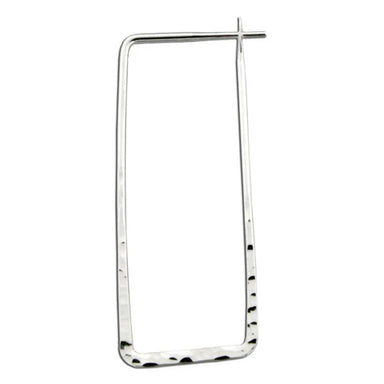silver hammered rectangle earring