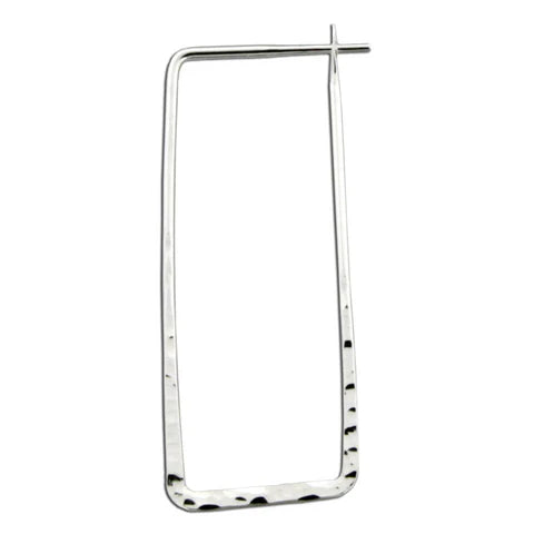 silver hammered rectangle earring