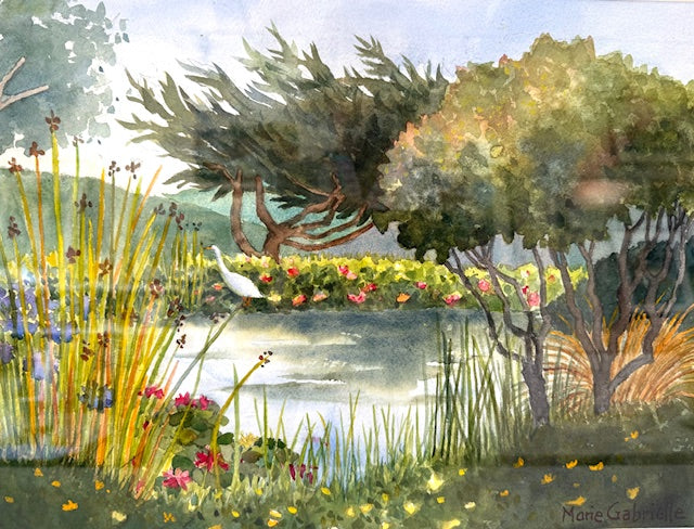 Westside Pond | Original Framed Watercolor | 16x20