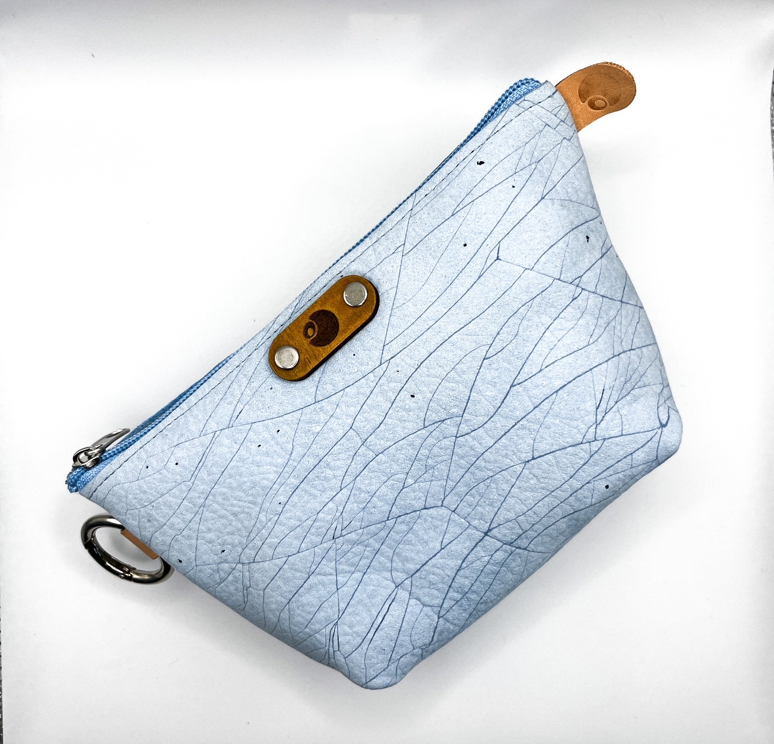 blue  leather pouch
