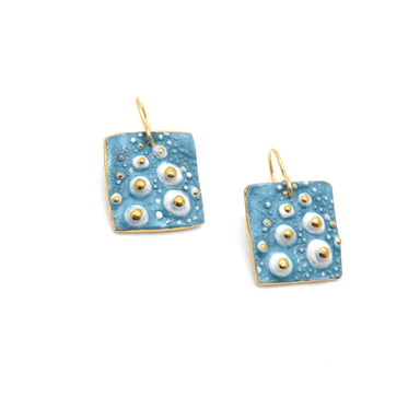 blue square earrings