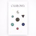 gemstone stud earrings moon, triangle and circle shapes