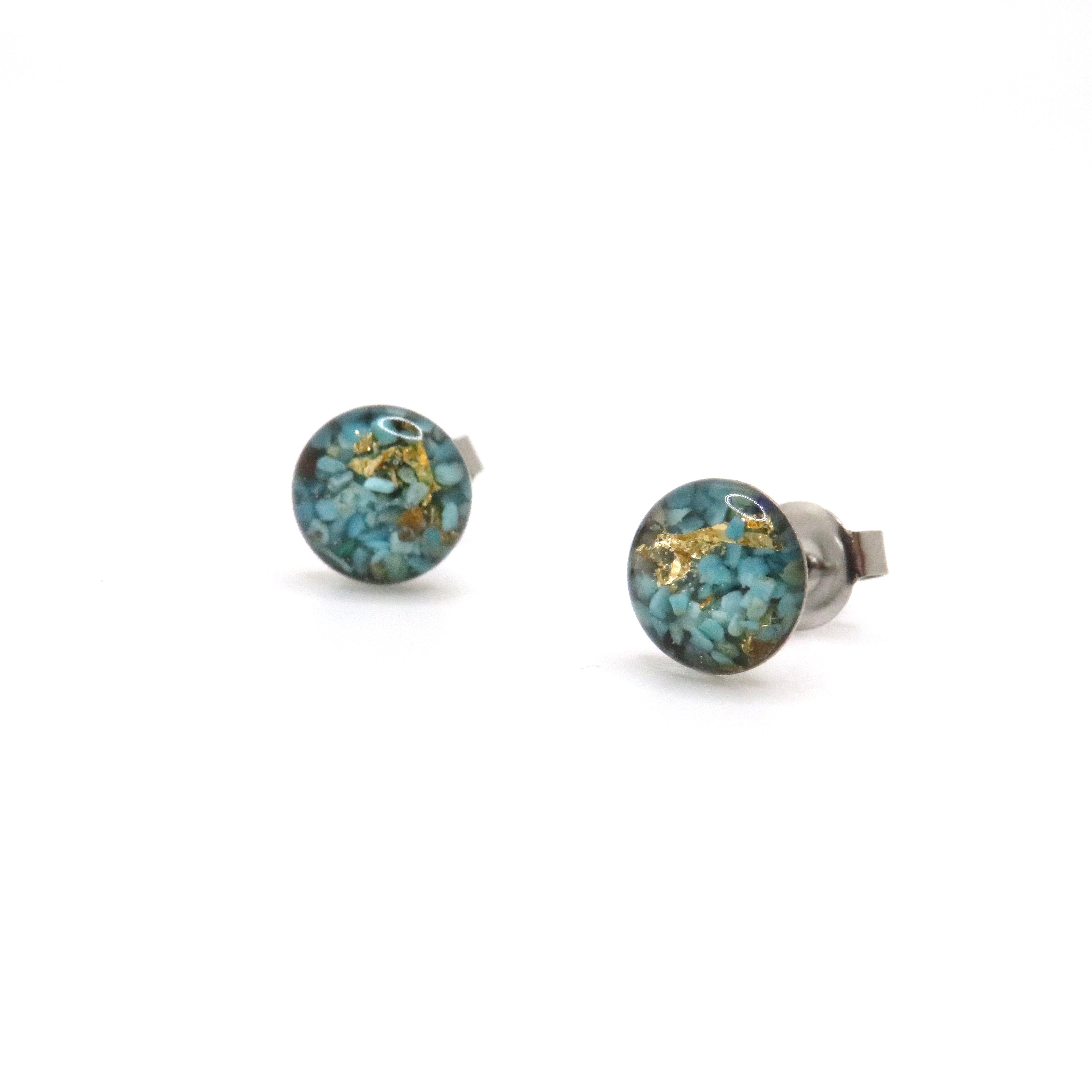blue and gold gemstone stud earrings