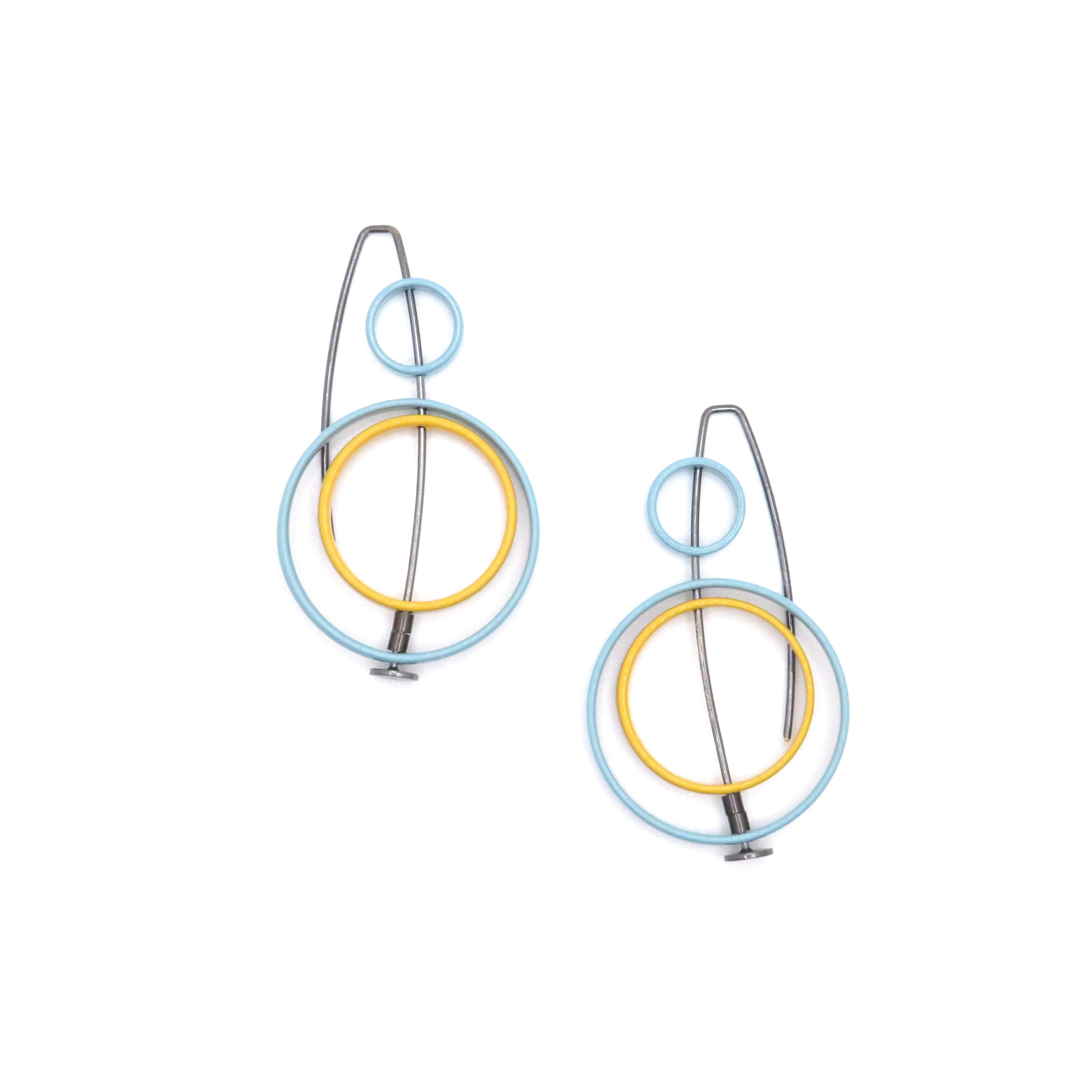 Small Top Moveable 3 Circle Earrings