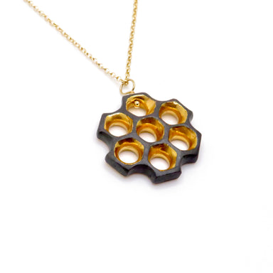 honeycomb pendant necklace.