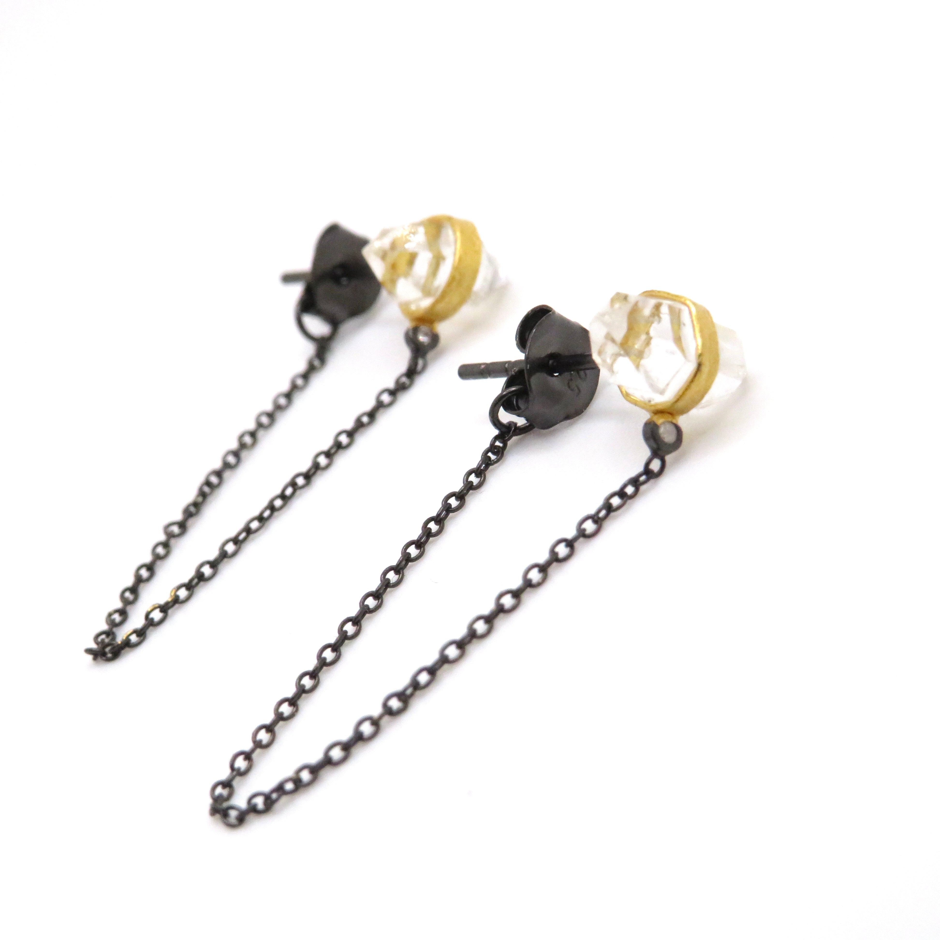 chain drop diamond earrings