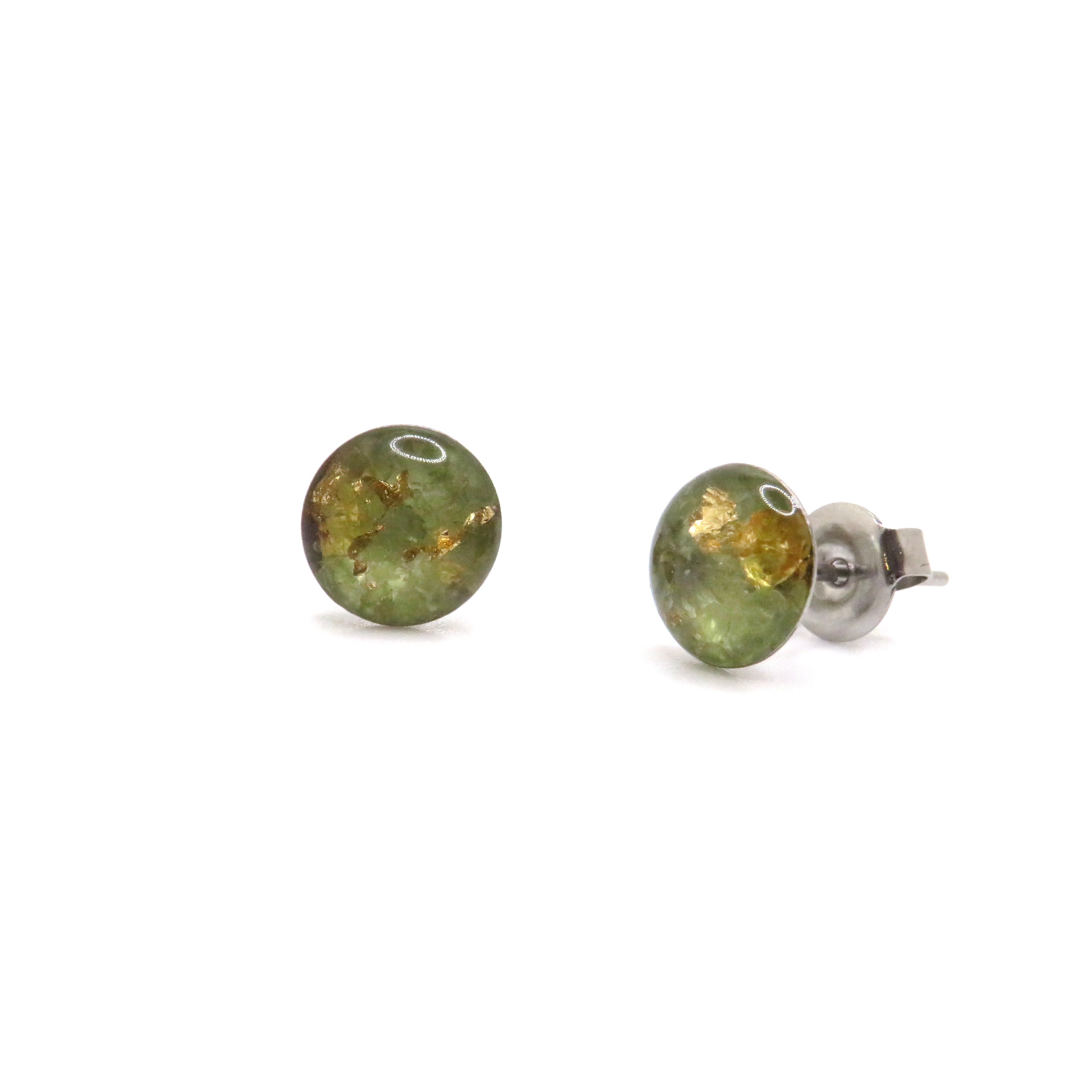 green and gold gemstone stud earrings
