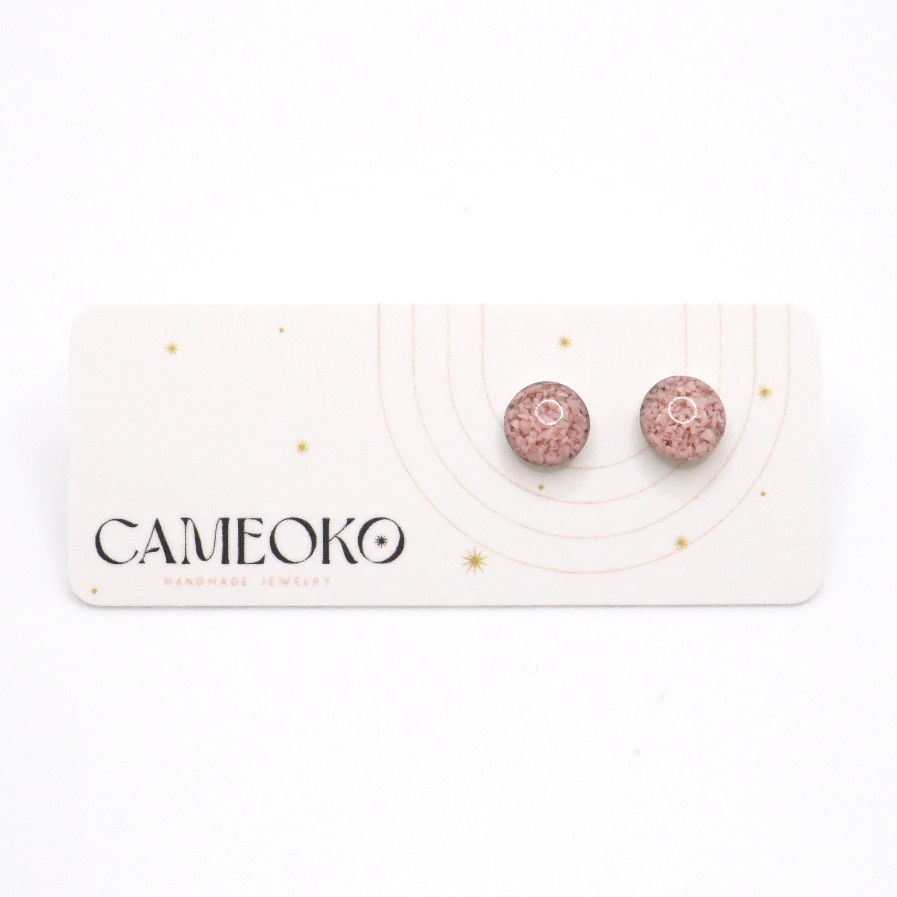 Pink gemstone stud earrings