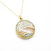 Gold rainbow pendant necklace with precious stones