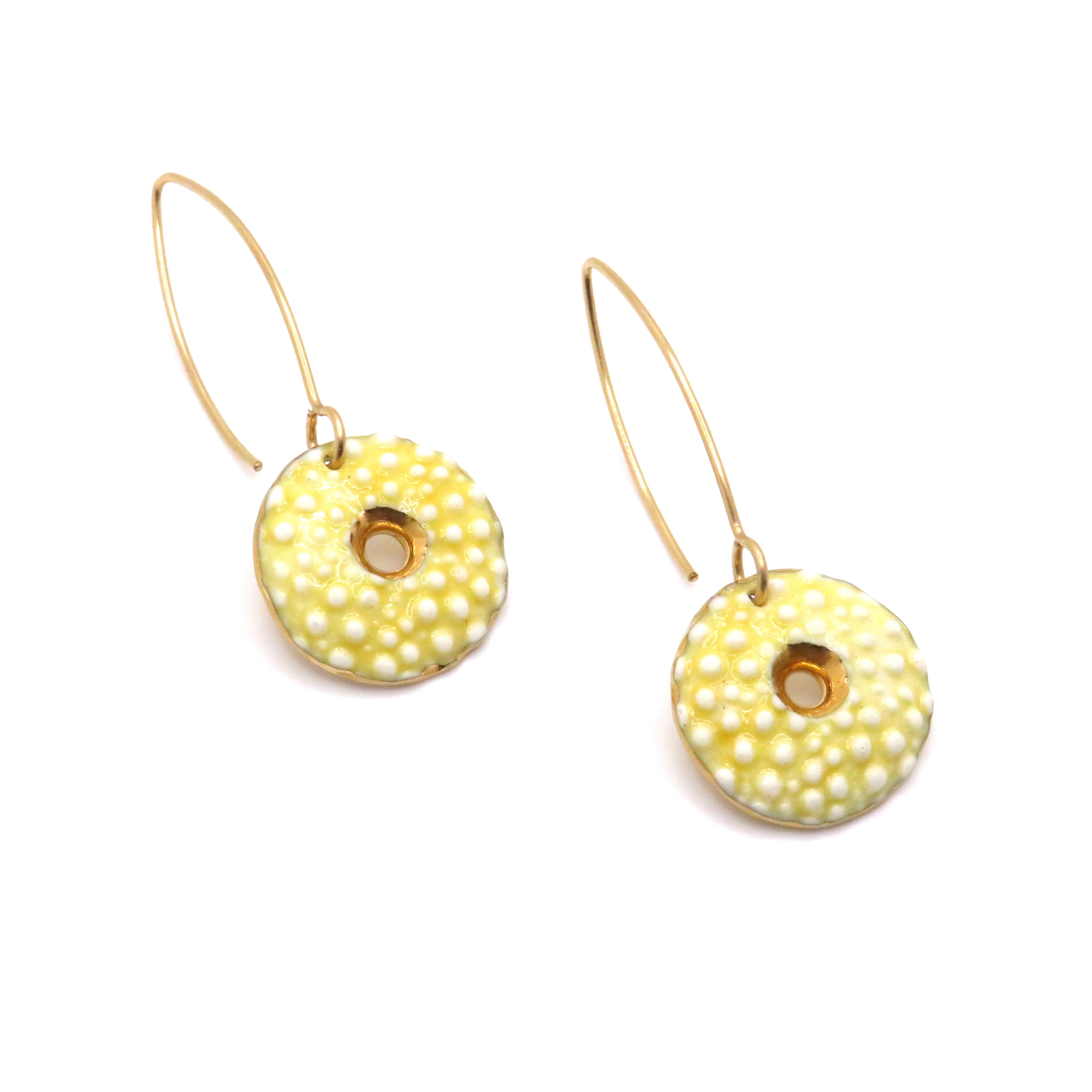 yellow circle drop earrings