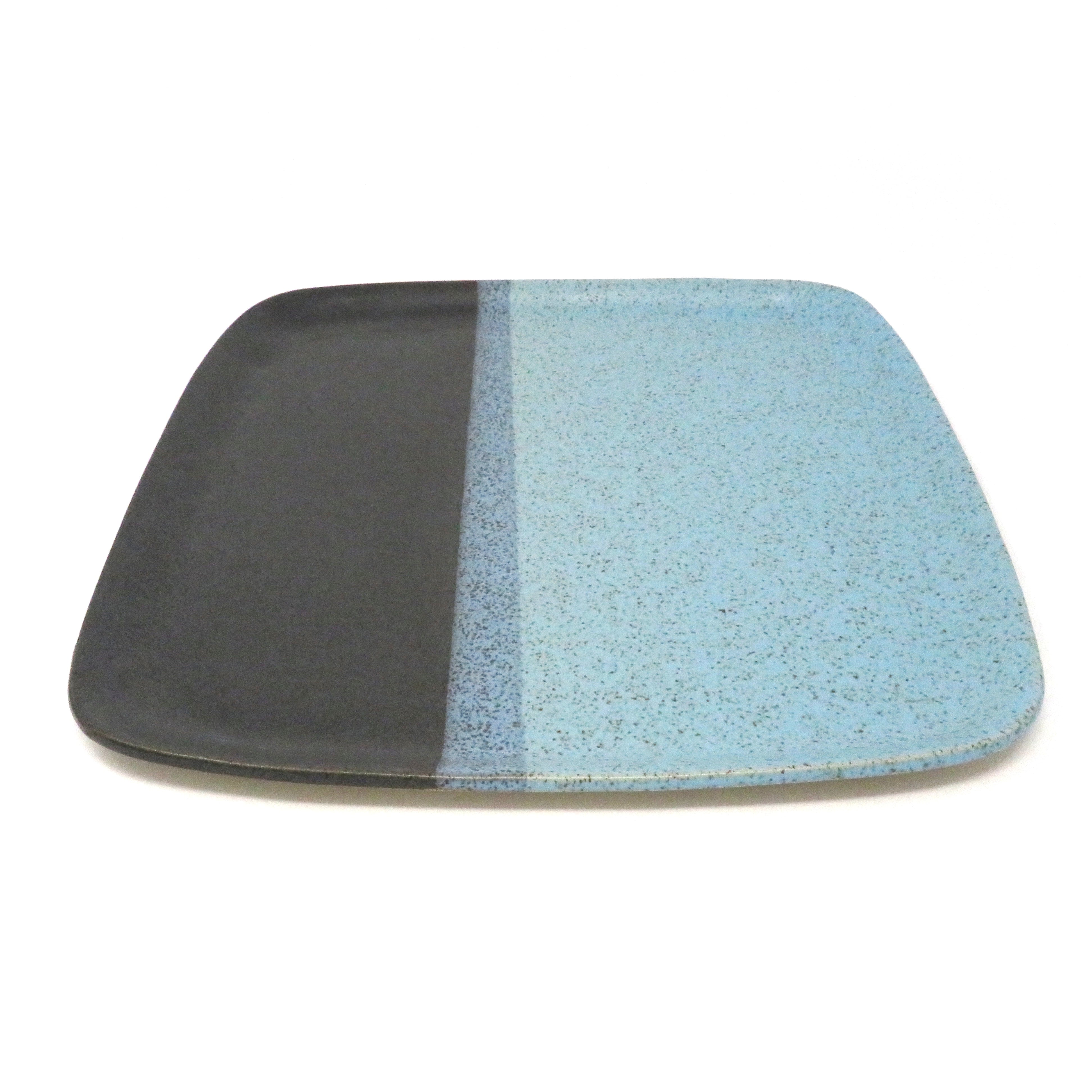 ceramic square plate blue and black