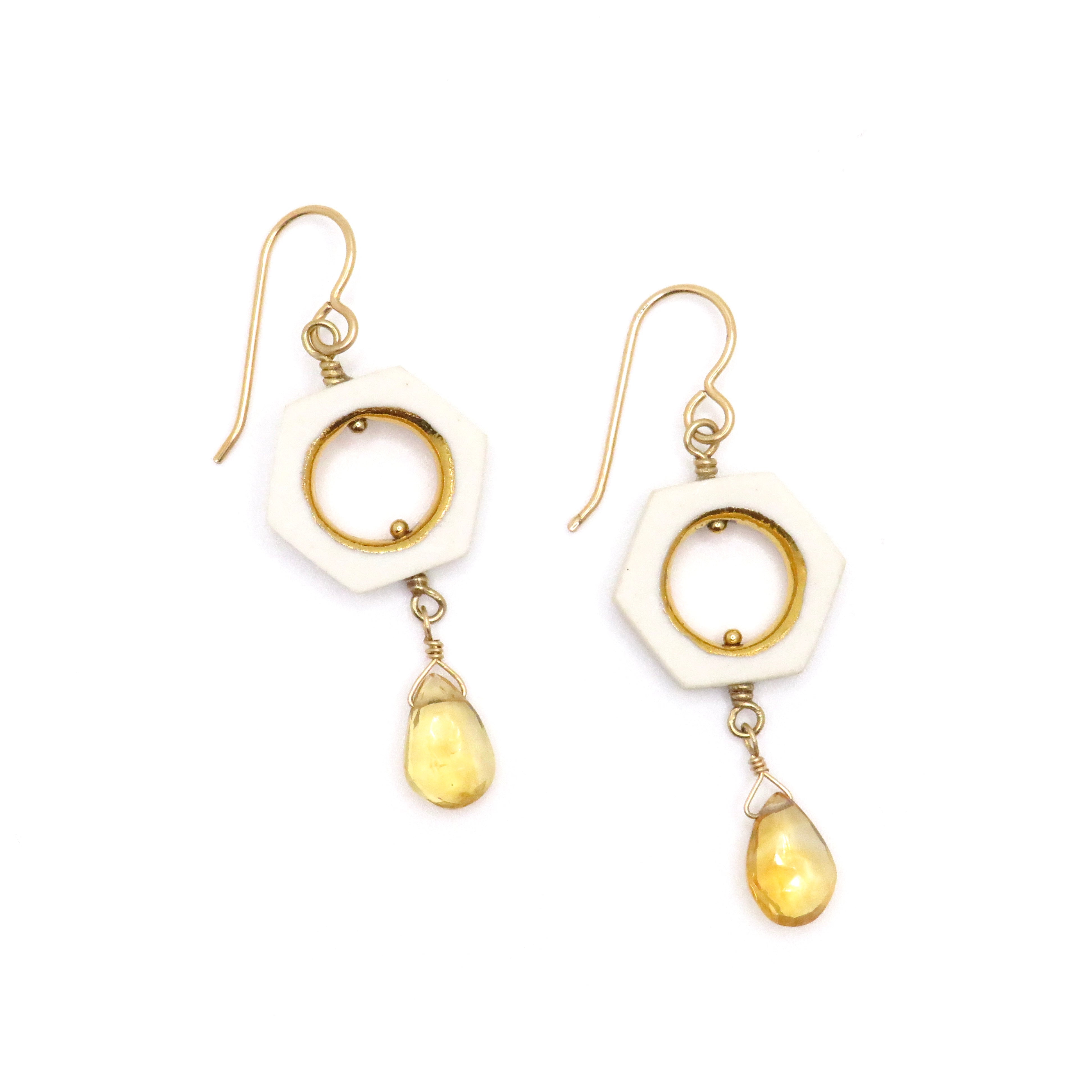 precious stone honeycomb earrings