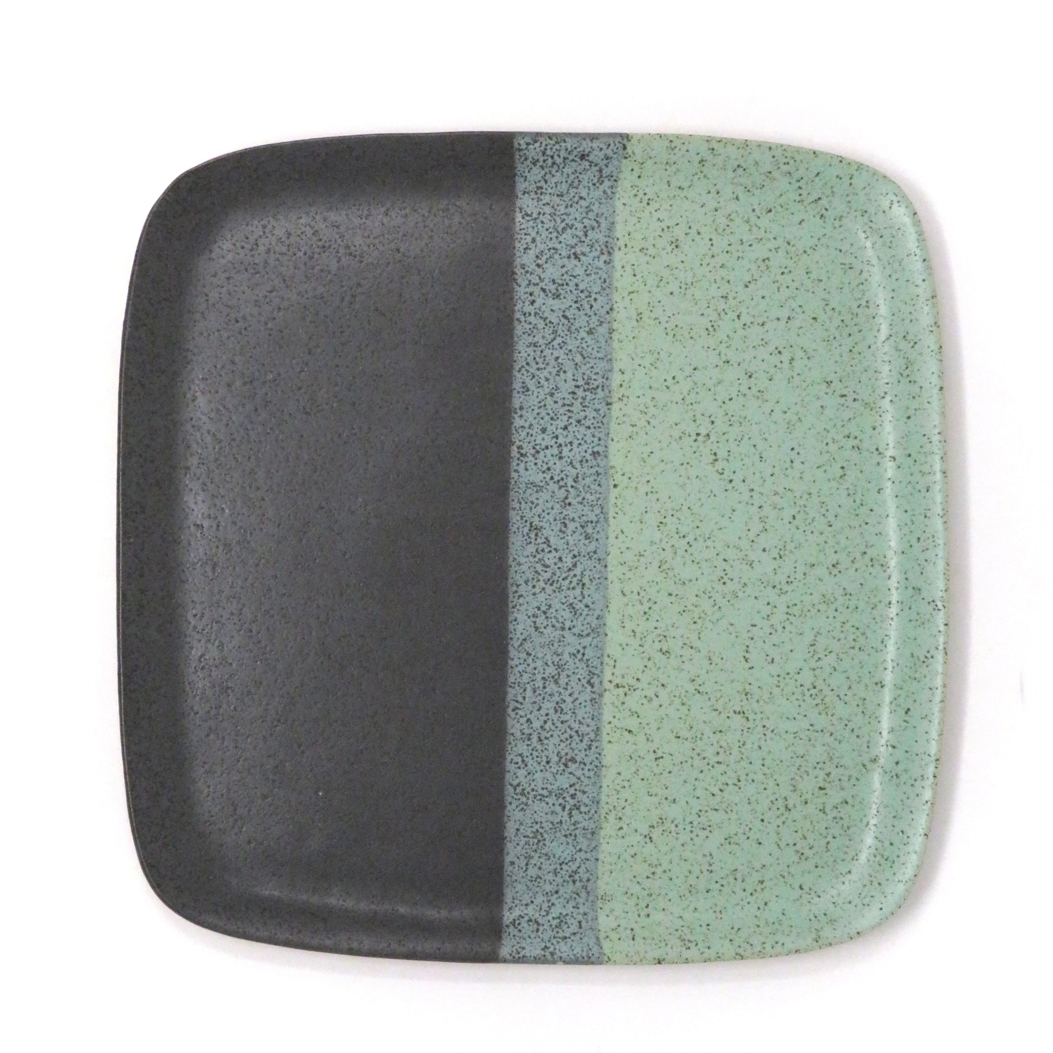 ceramic square plate green and black
