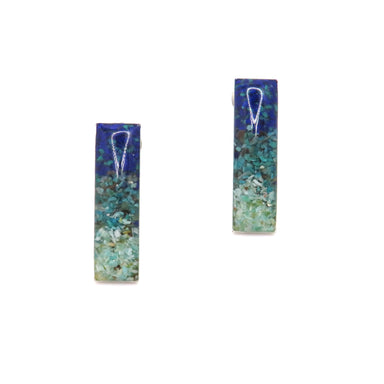 Blue Long Bar Gemstone earrings