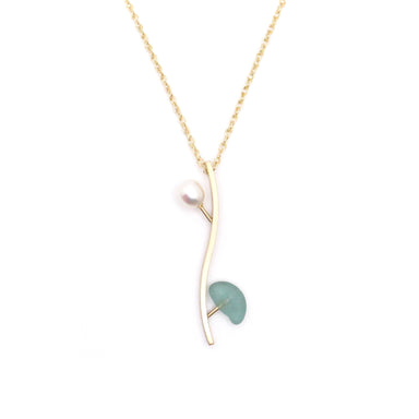 seaglass and pearl pendant