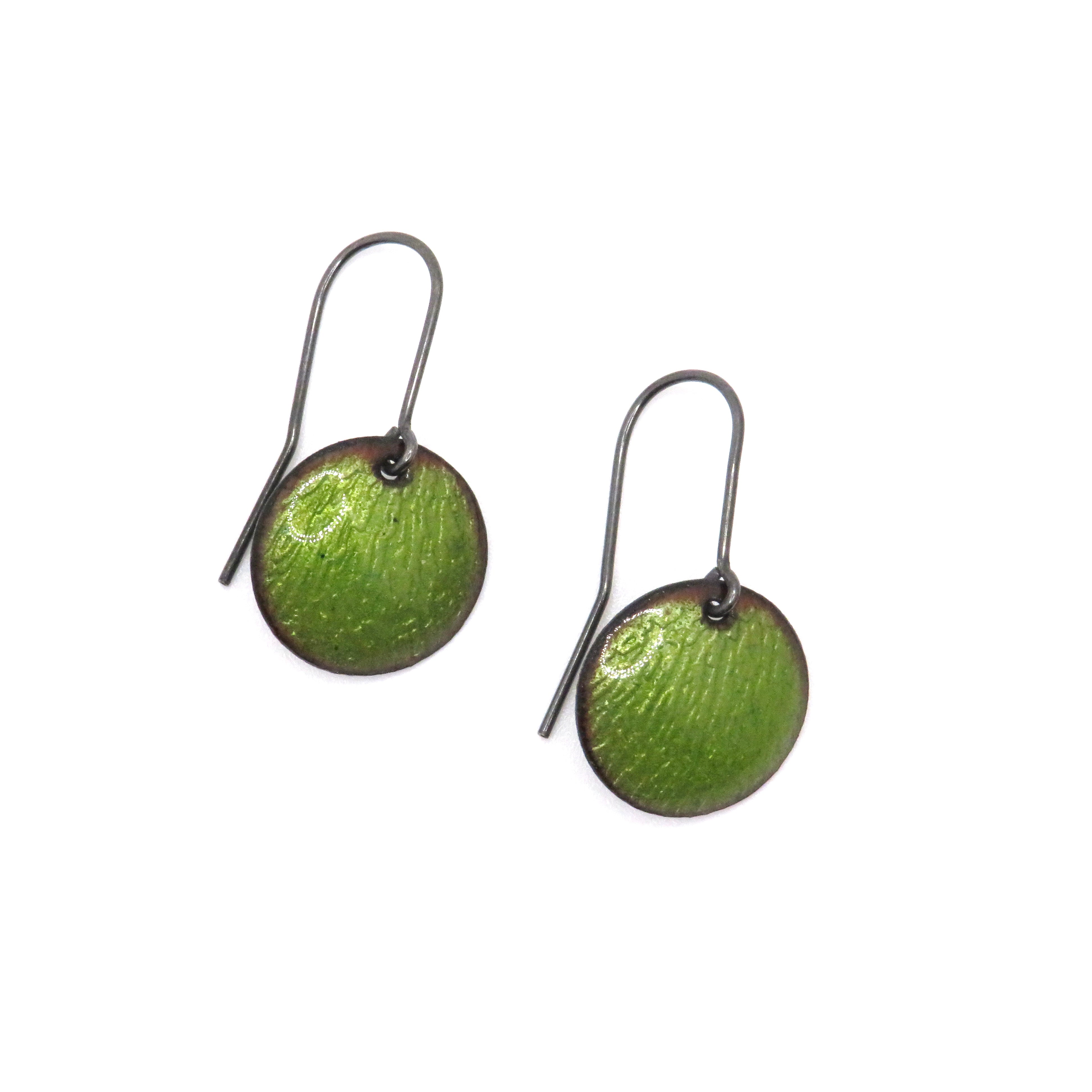 green enamel drop earrings