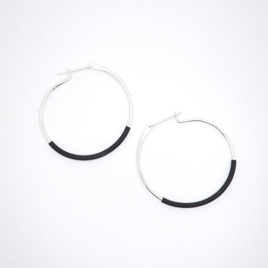 Silver Hoop earrings with black tube