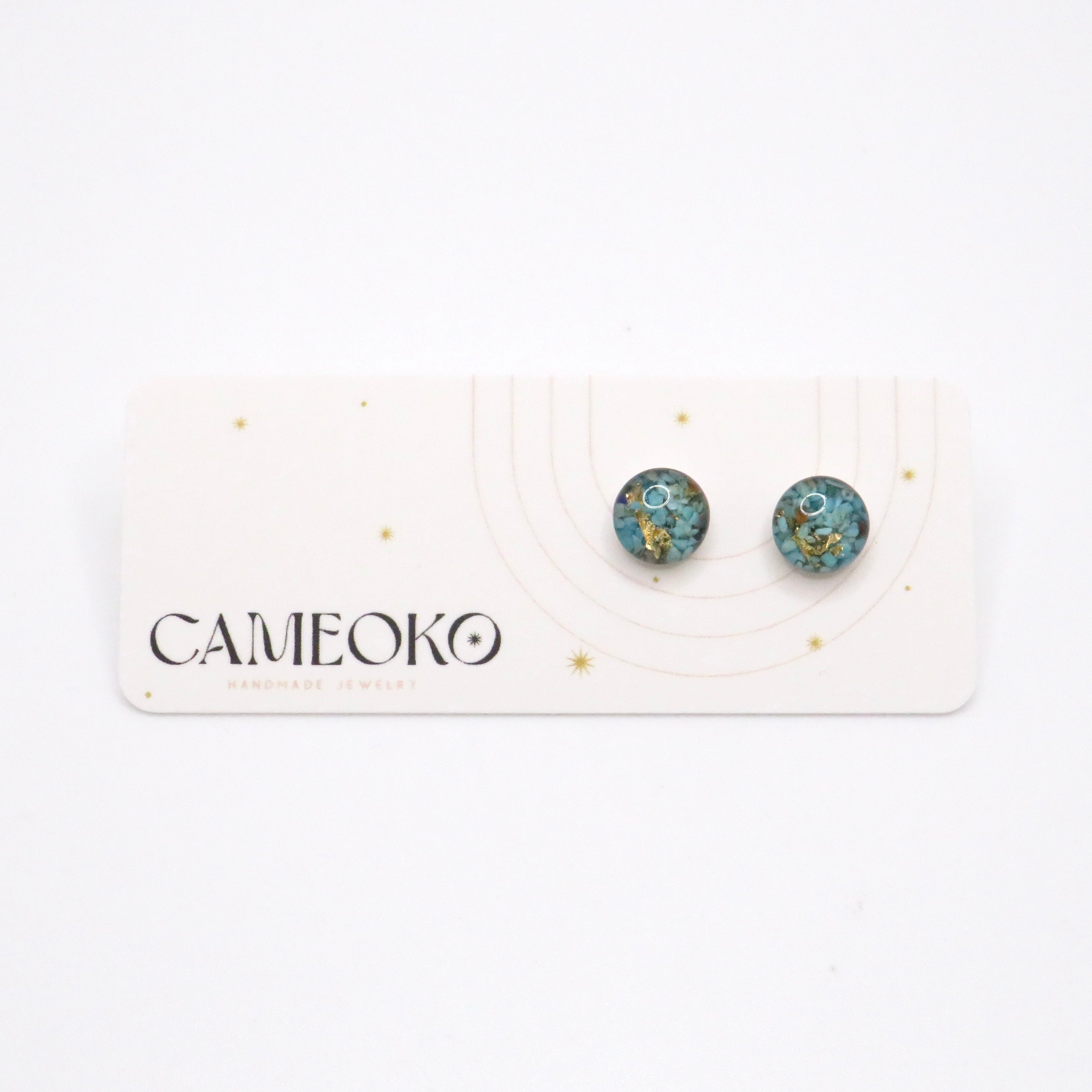 blue and gold gemstone stud earrings