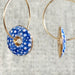 hoop earrings with blue disc
