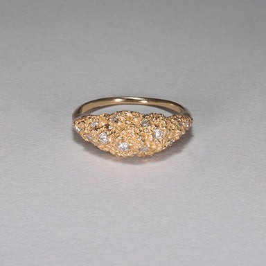 Gold clustered ring with diamond accents 