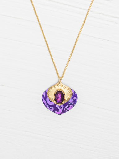 Close-up view of the Arabella Pendant Necklace showcasing its unique niobium craftsmanship and vibrant colors.