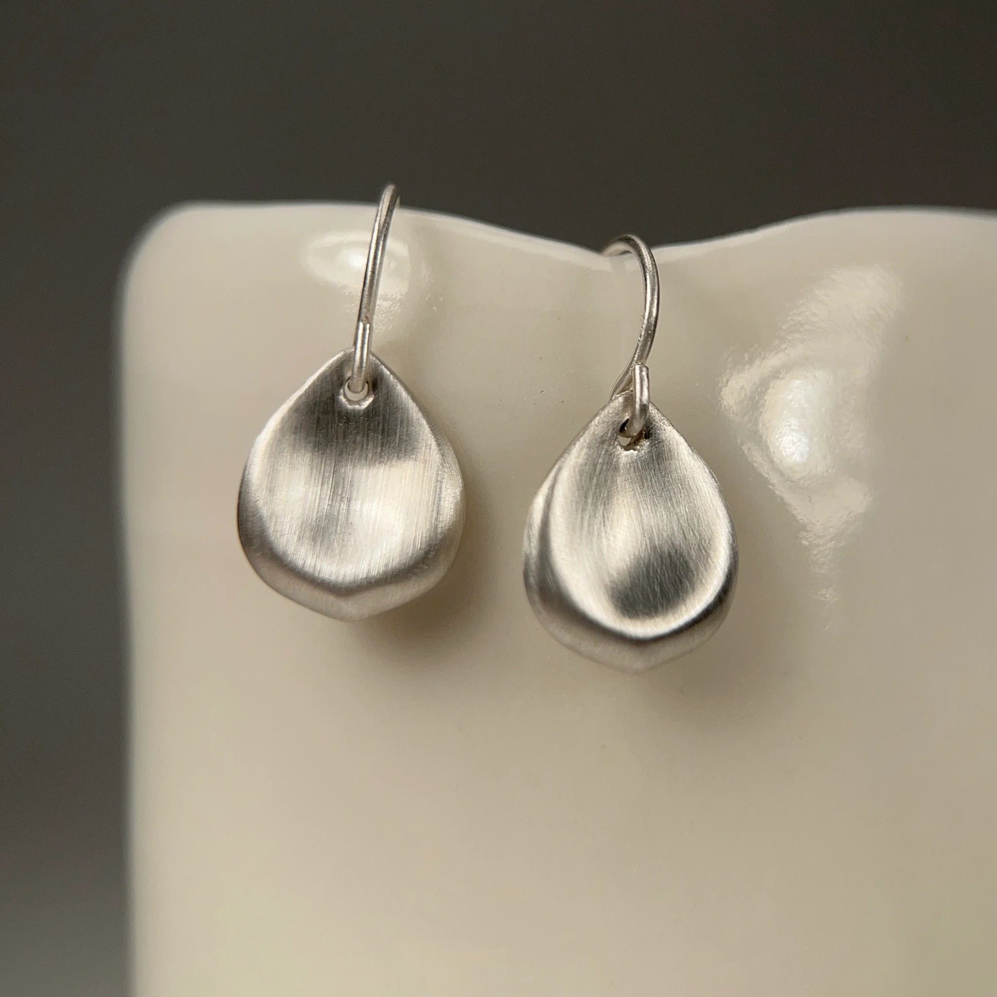 Silver Rose Petal Earrings