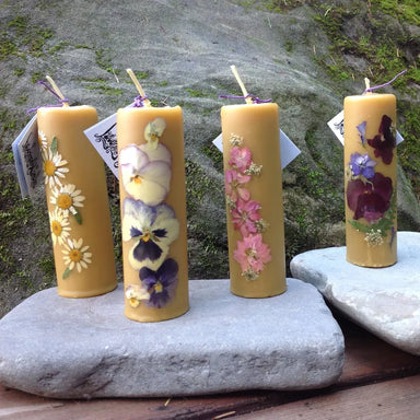 Floral Beeswax pillar candles