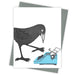 Black bird typing greeting card