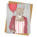 Fox with red balloon greeting card