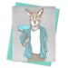 Fox with blue paint brush greeting card