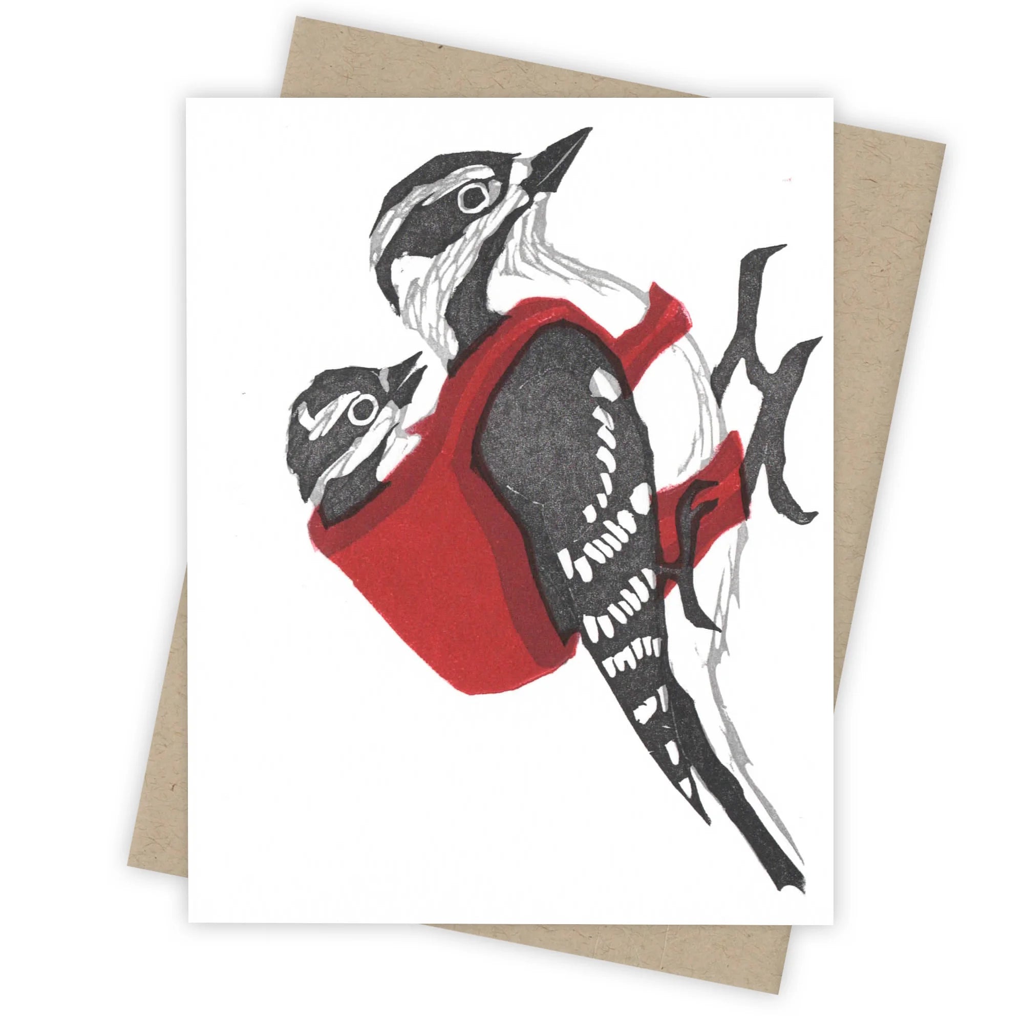 Bird carrying a baby bird greeting card