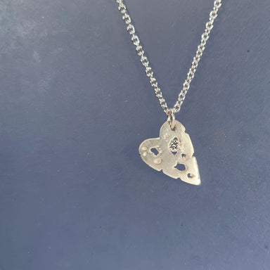 Silver heart pendant with diamond necklace