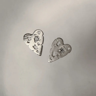 heart post earrings with diamond