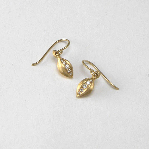 Gold diamond leaf earrings 