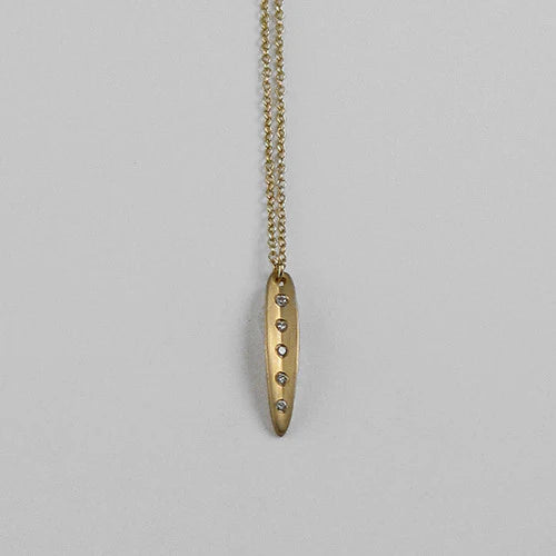 Tiny Long Leaf Diamond Necklace